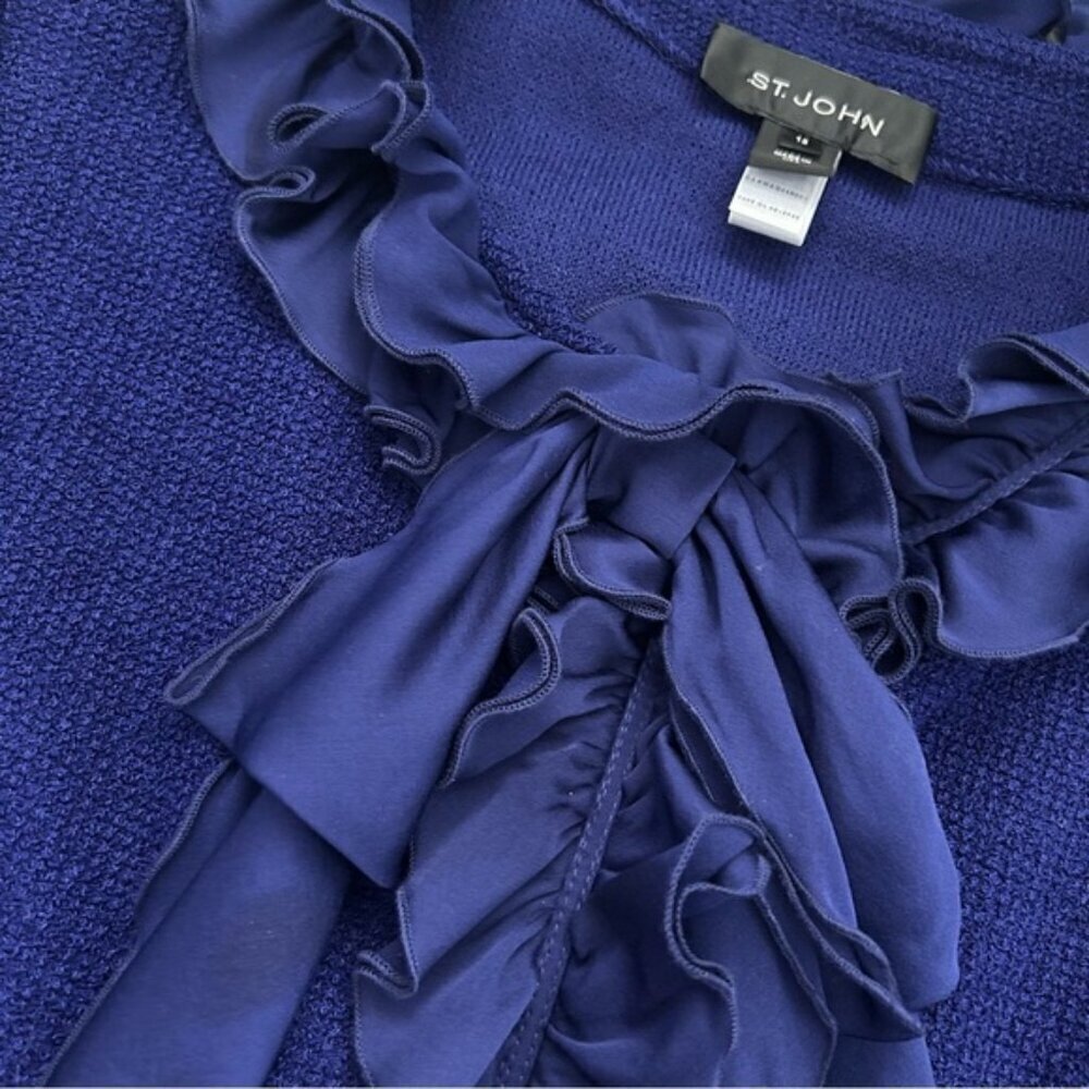 St. John Knit Duster With Silk Ruffles - Picture 8 of 11